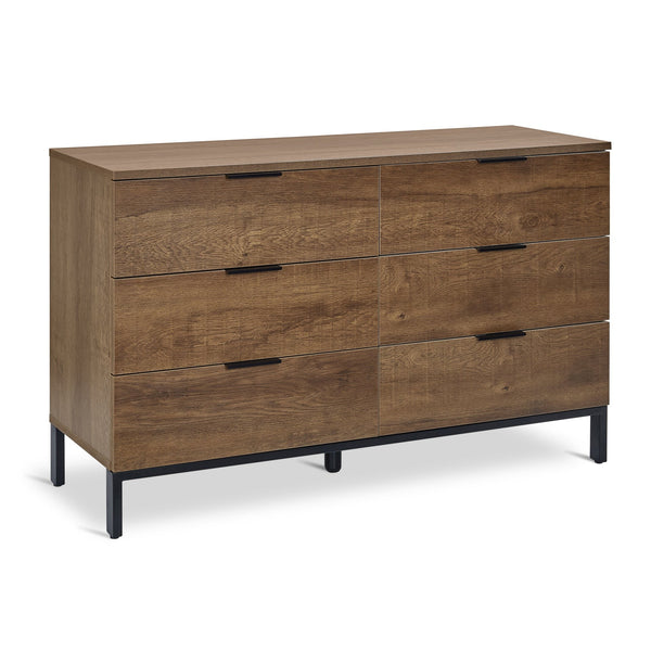 Ocala Low Boy 6 Drawer Chest Dresser - Walnut
