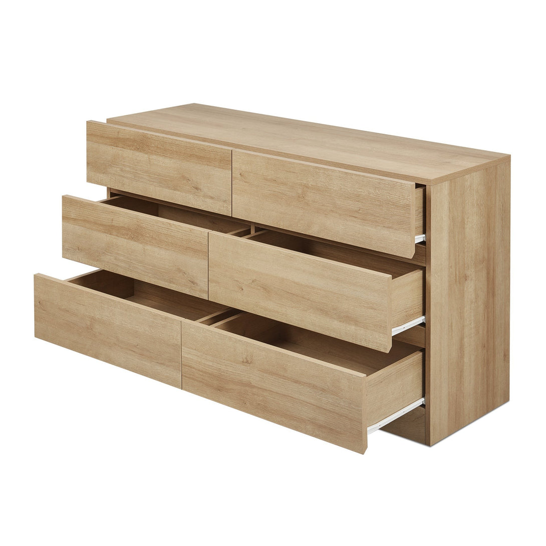 Harris 6 Drawers Low Boy - Oak