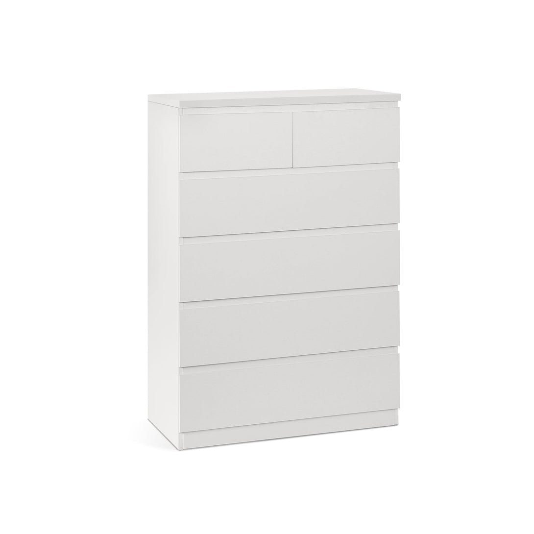 Tongass Wooden Tallboy 6 Drawers - White