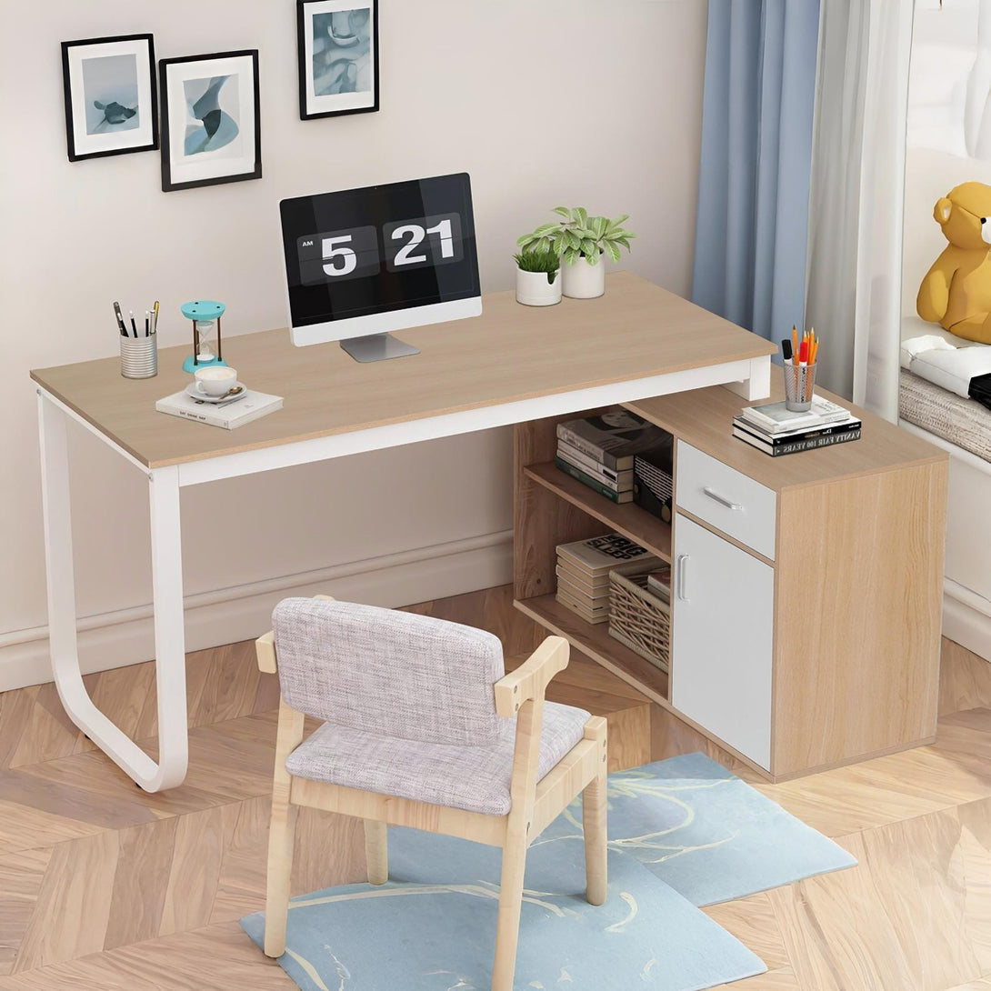 Yates 120cm Computer Desk with Right Cabinet - Oak