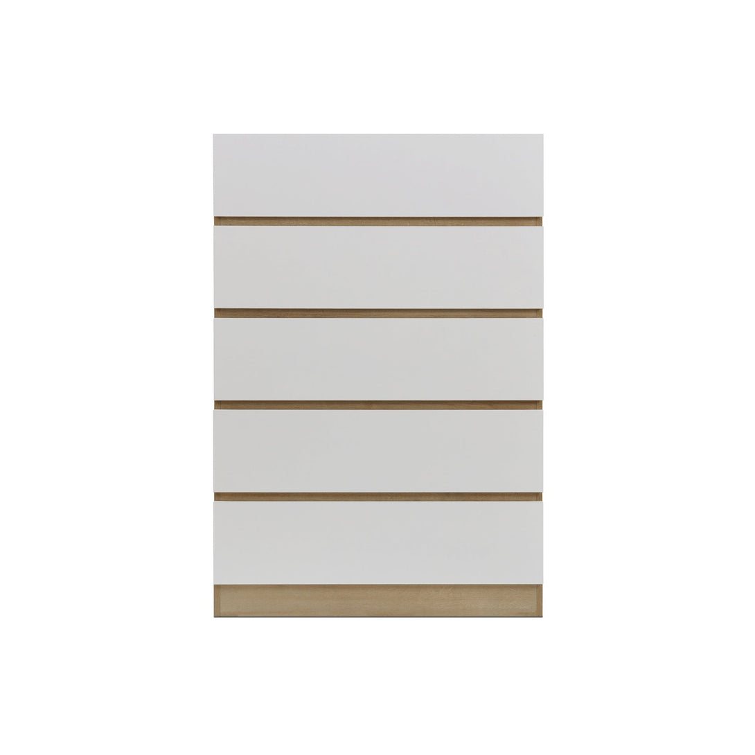 Harris 5 Drawers Tallboy - Oak + White