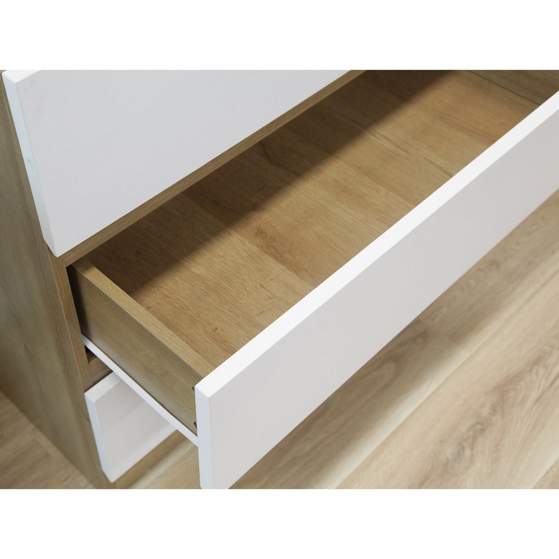 Harris 3 Drawers Tallboy - Oak + White
