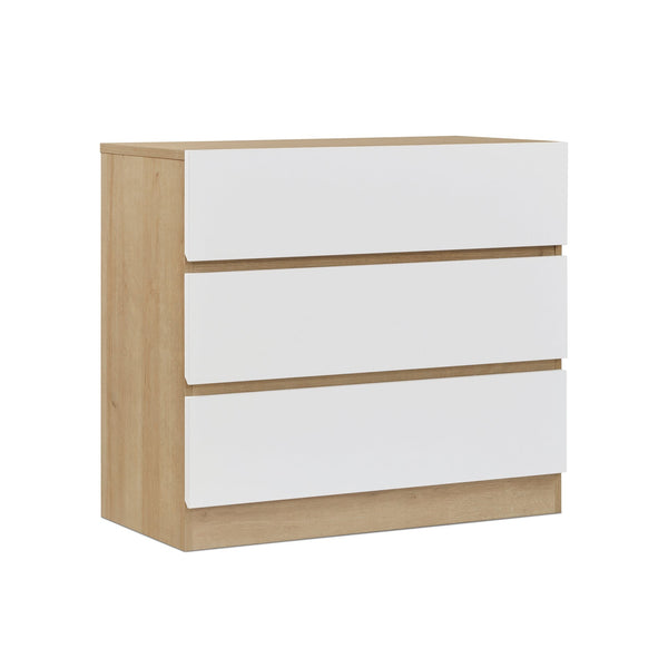 Harris 3 Drawers Tallboy - Oak + White