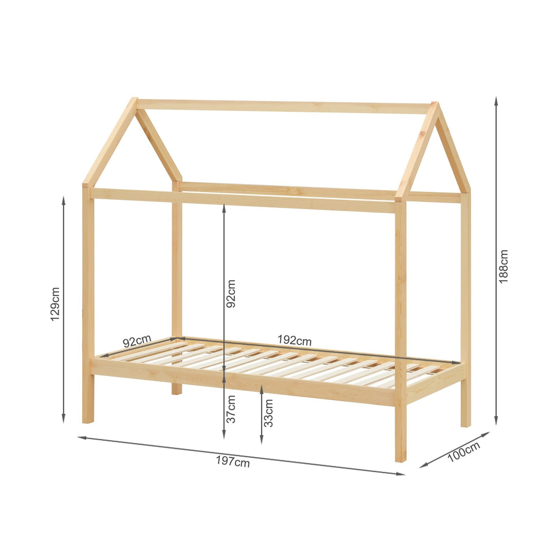 Mayon Single Wooden House Bed Frame - Oak