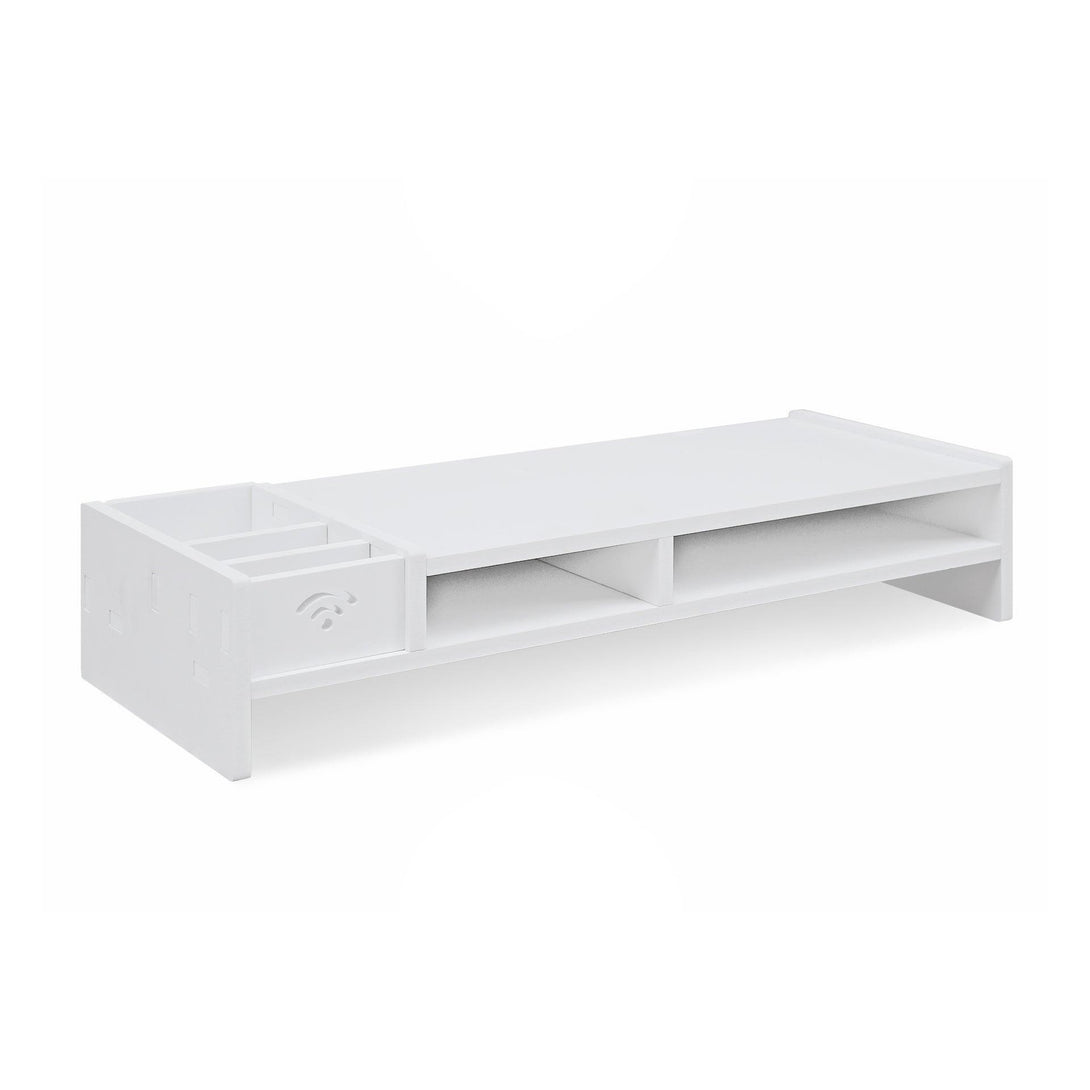 2 Tier Monitor Stand Riser Storage Organizer Shelf - White