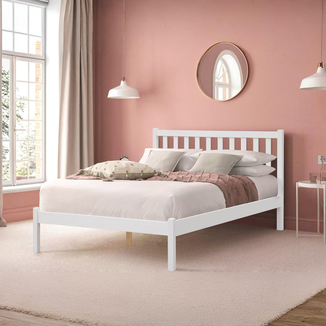 Baker Double Wooden Bed Frame - White