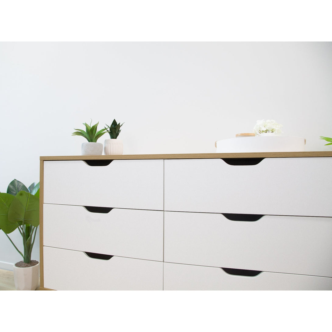 Schertz Wooden Low Boy 6 Drawers - Oak