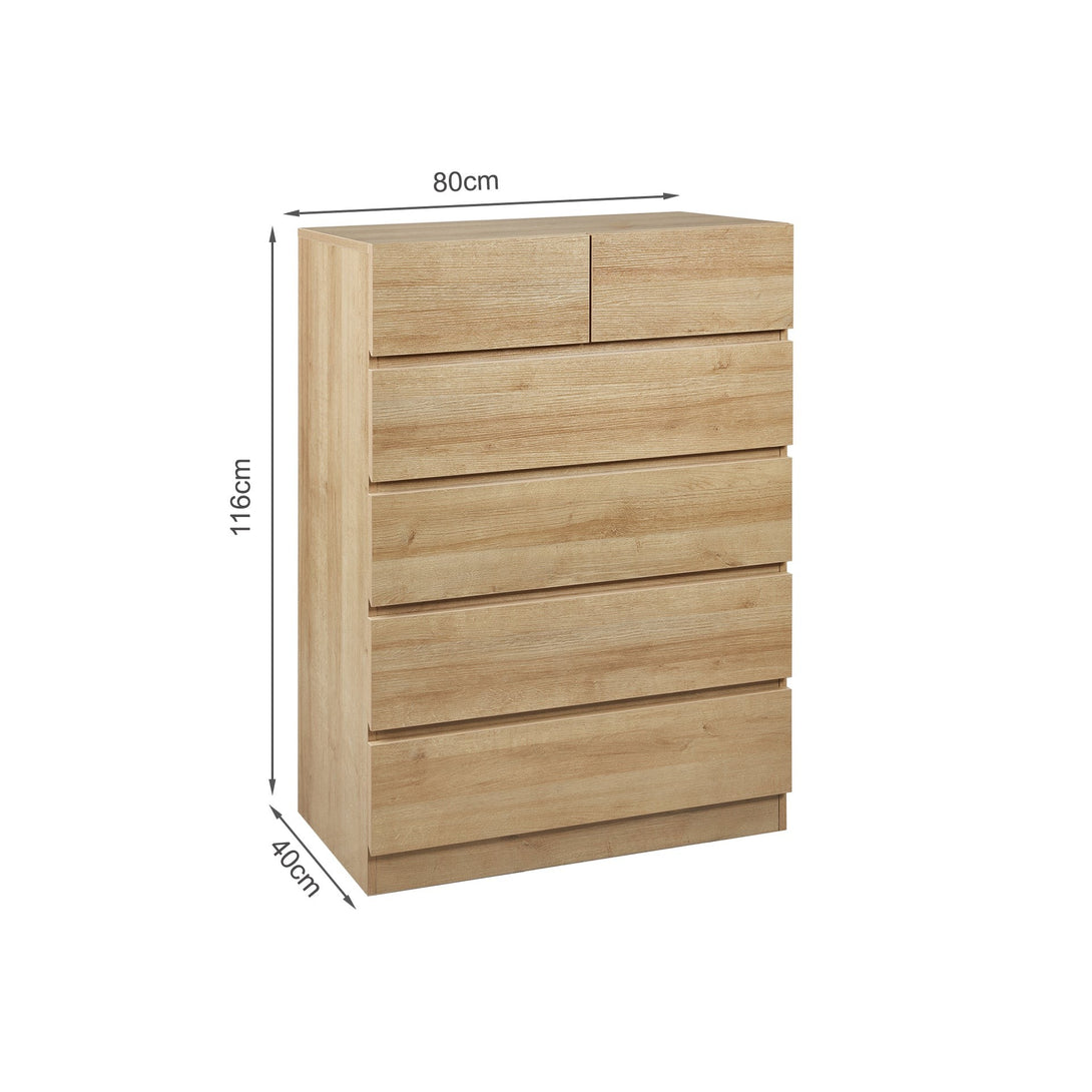 Harris 6 Drawers Tallboy - Oak