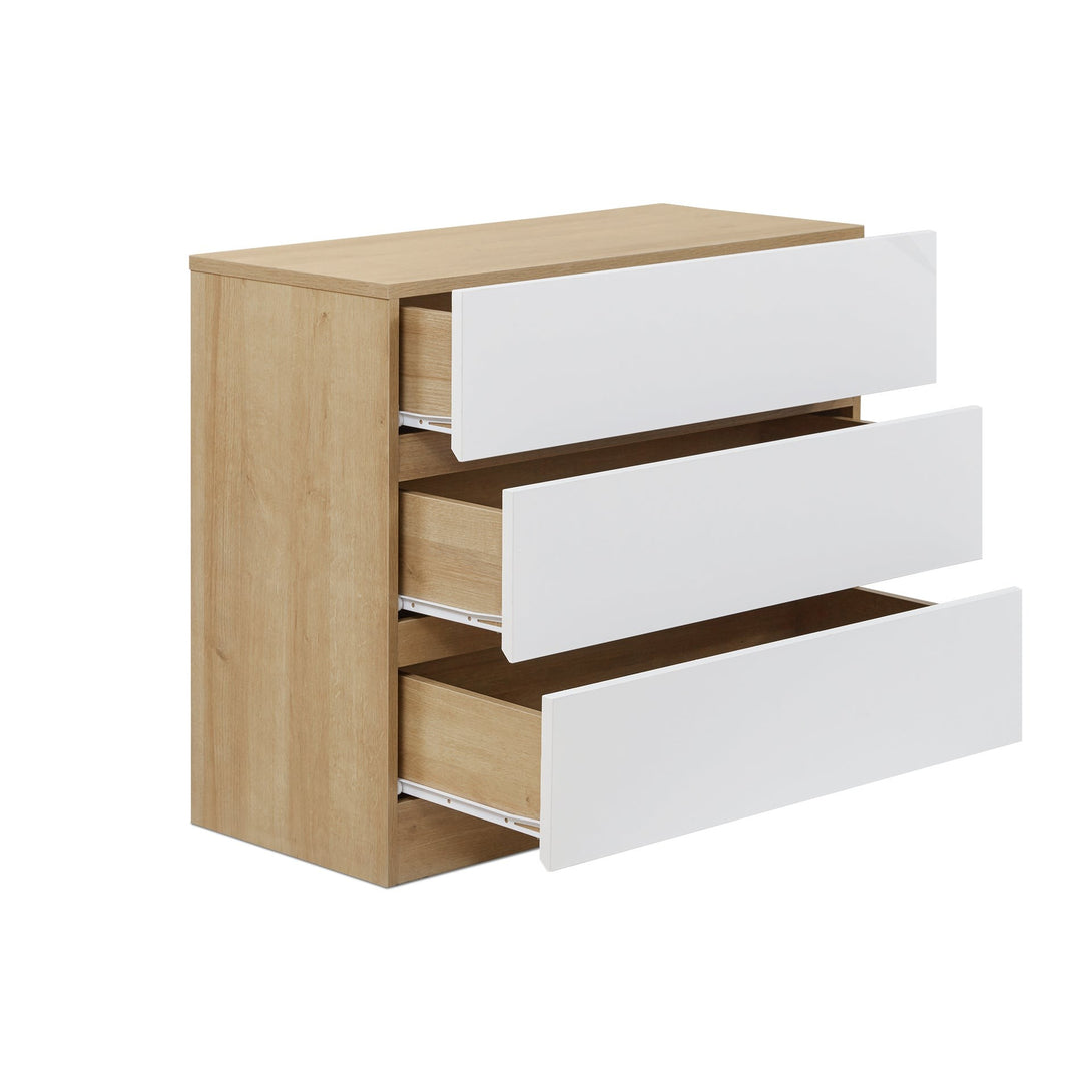 Harris 3 Drawers Tallboy - Oak + White