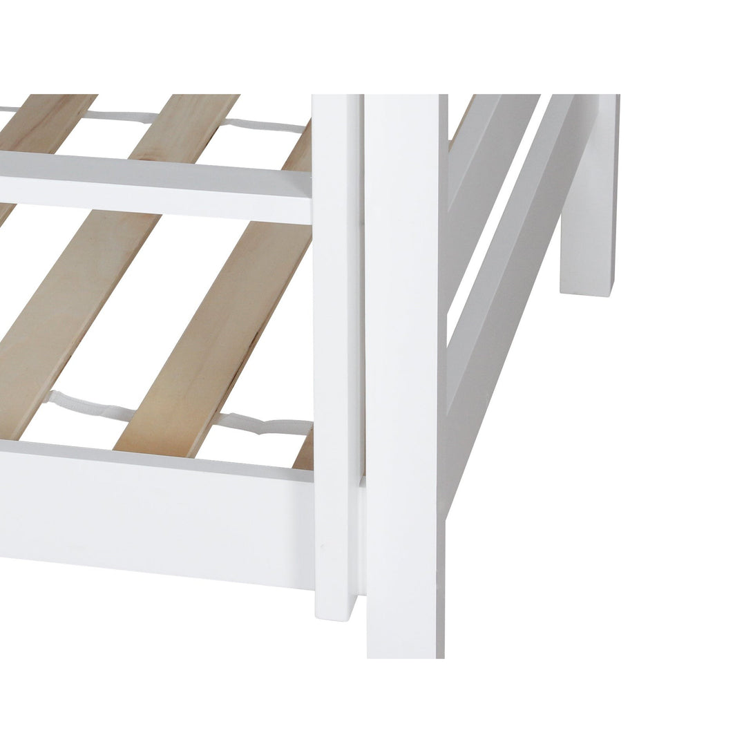 Maroon Single Wooden Bunk Bed Frame - White