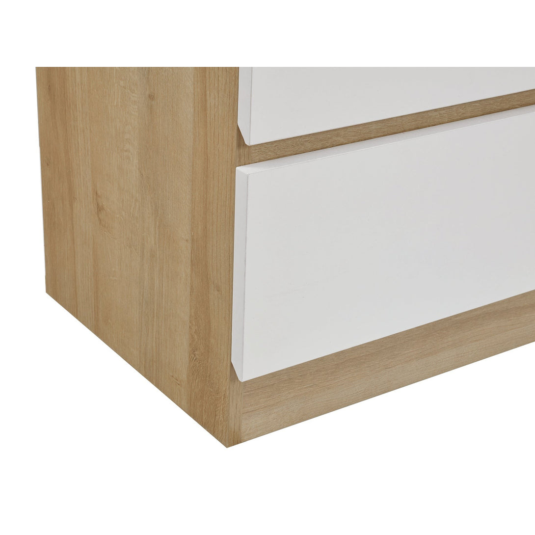 Harris 6 Drawers Slim Tallboy - Oak + White