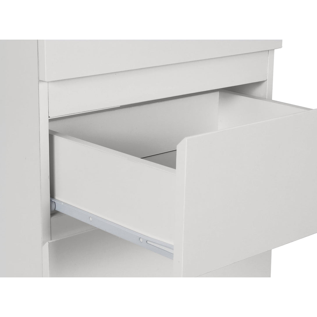 Tongass Wooden Slim Tallboy 6 Drawers - White