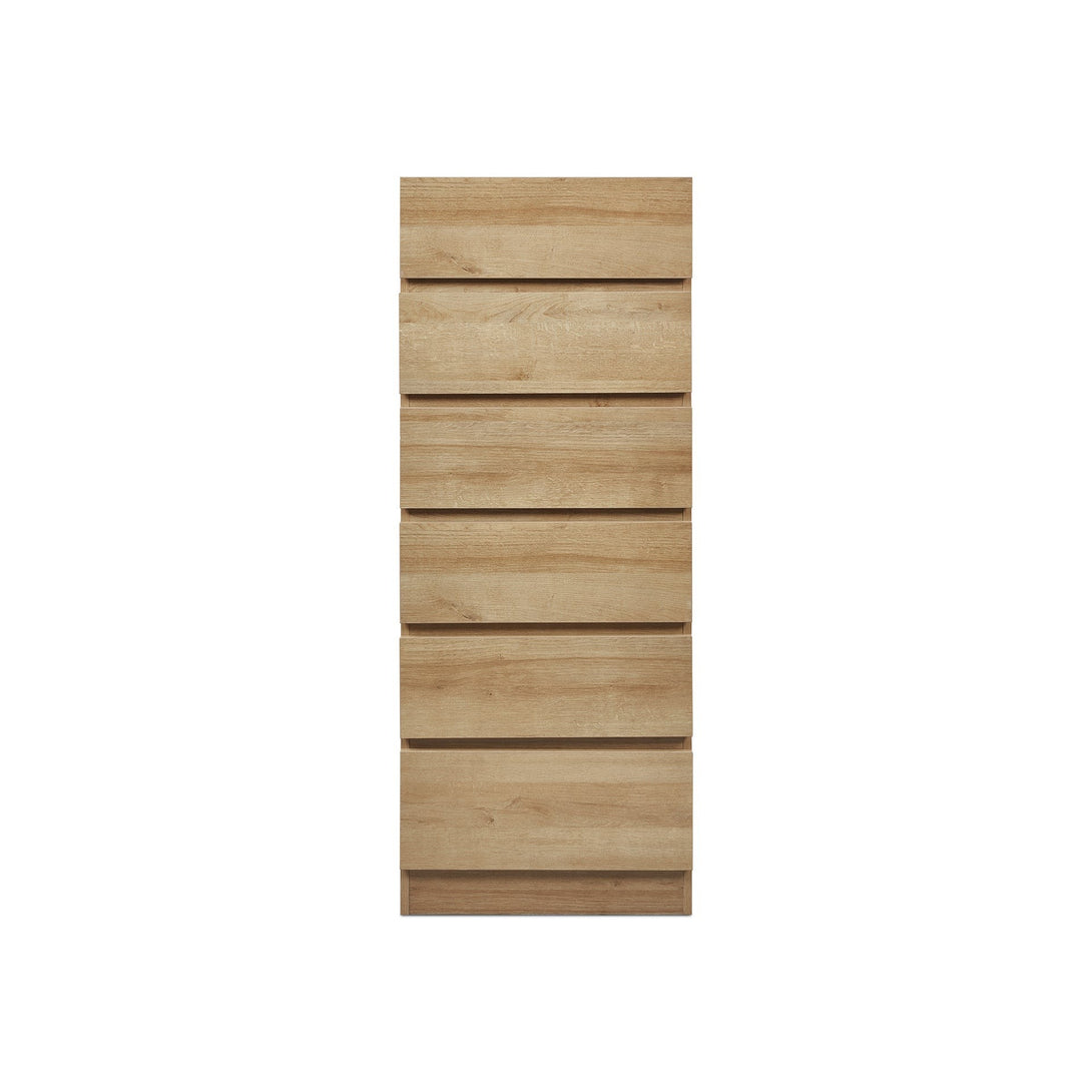 Harris 6 Drawers Slim Tallboy - Oak