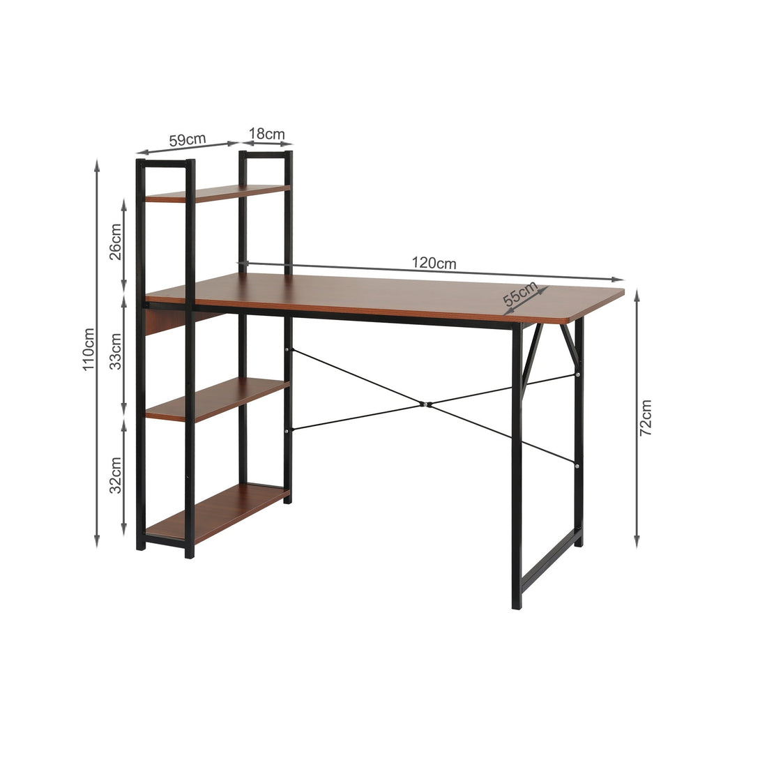 Kendahl 120cm Computer Desk with Bookshelf - Black