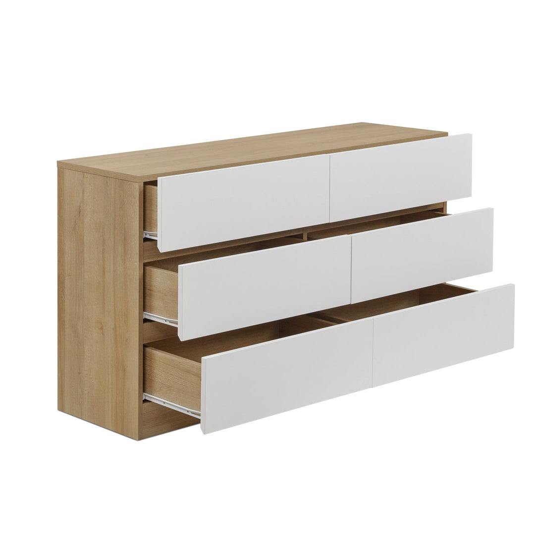 Harris 6 Drawers Low Boy - Oak + White