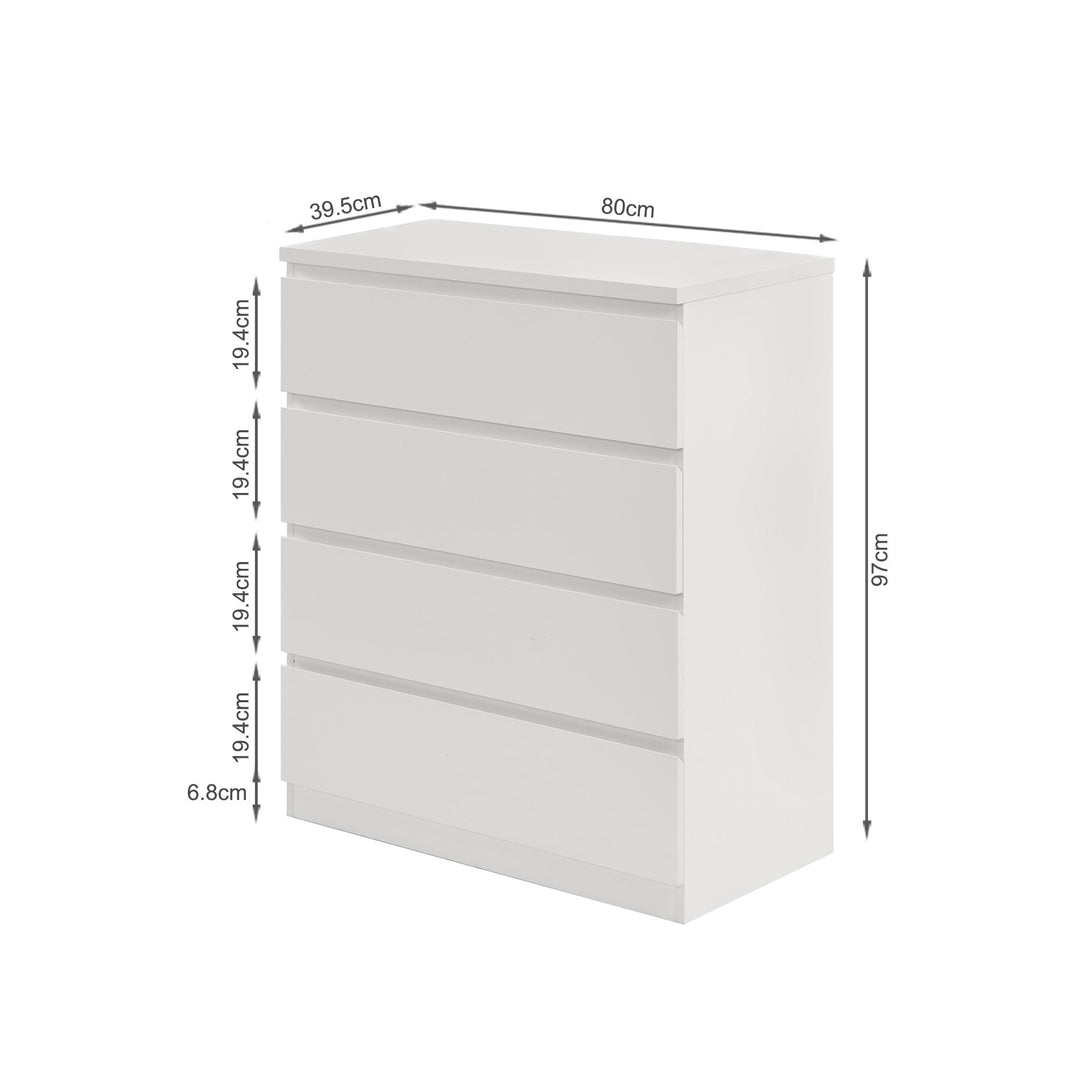 Tongass Wooden Tallboy 4 Drawers - White
