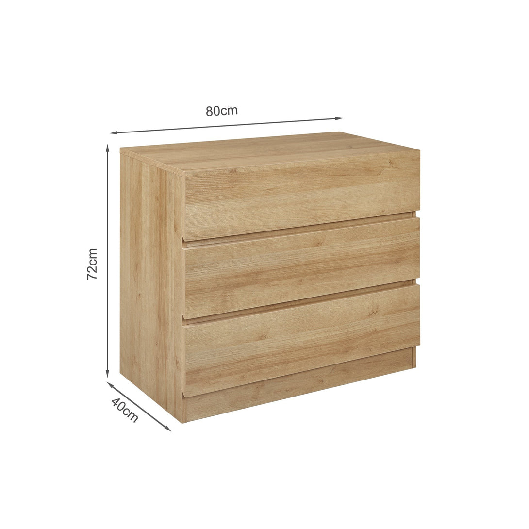 Harris 3 Drawers Tallboy - Oak