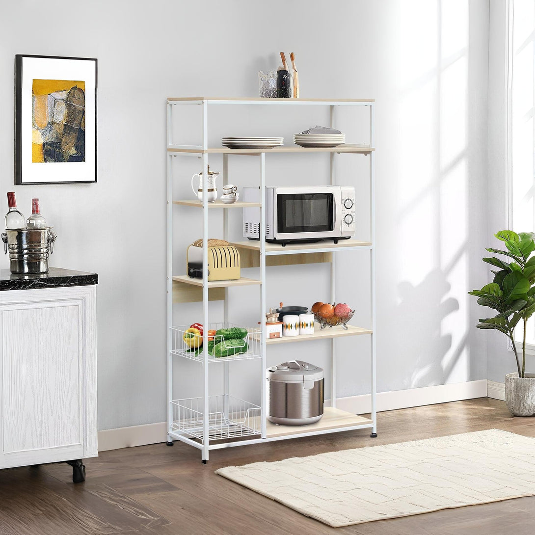 Nyos Kitchen Storage Shelf Microwave Stand with Baskets