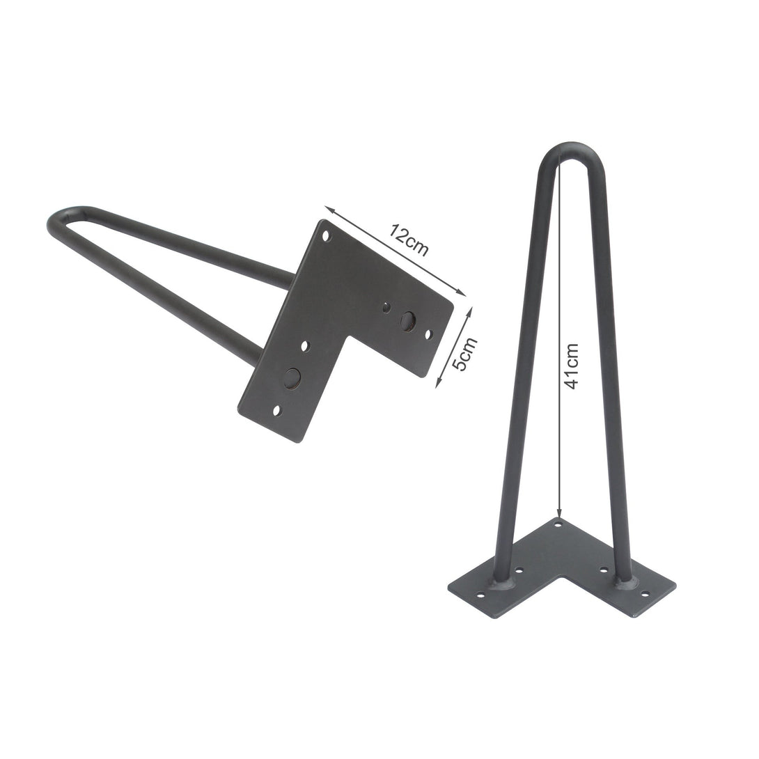 41cm Hairpin Table Leg 2 Rod Steel Metal - Set of 4