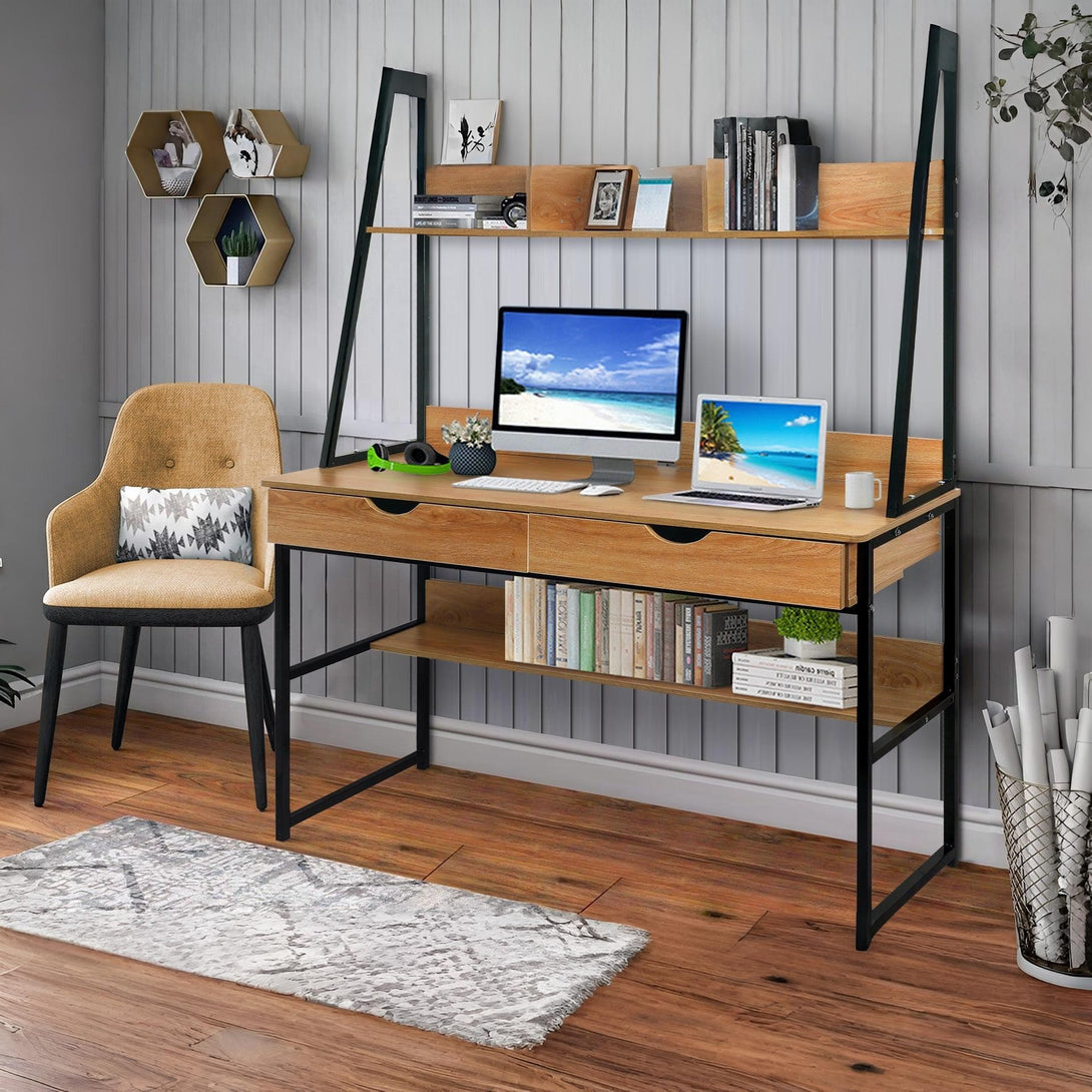 Siya 120cm Computer Study Desk with Drawers - Walnut