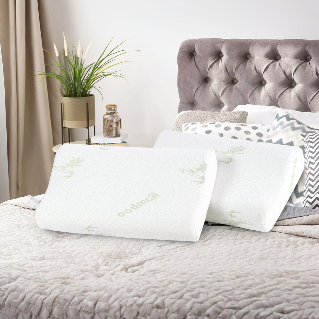 Memory Foam Pillow with Bamboo Cover - Set of 2 - M