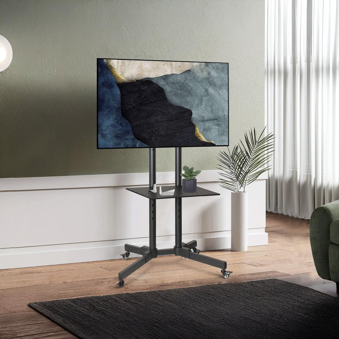 Mobile TV Stand with Wheels Height Adjustable 32"-65"
