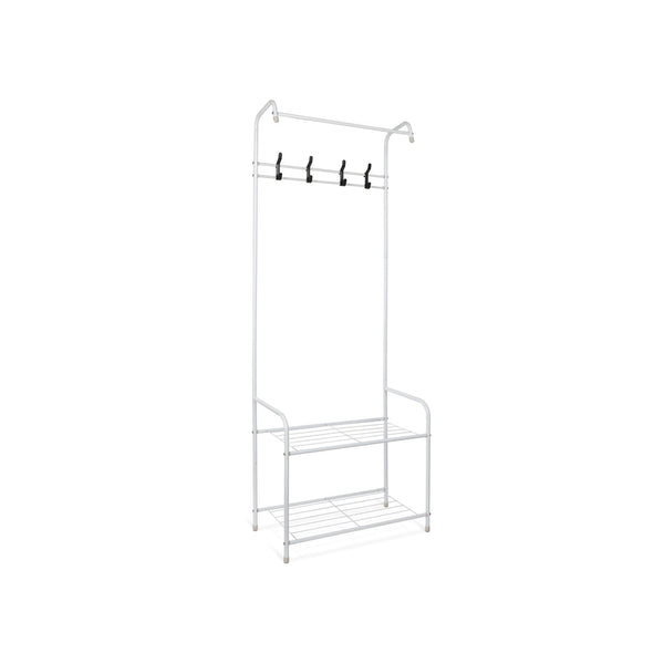 Clothing Garment Rack with Shelves - White