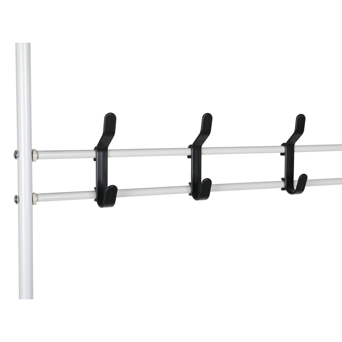 Clothing Garment Rack with Shelves - White