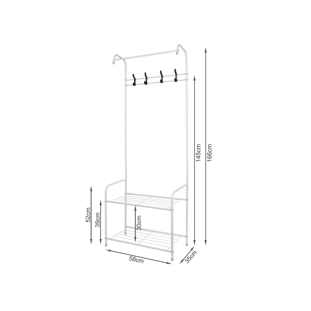 Clothing Garment Rack with Shelves - White