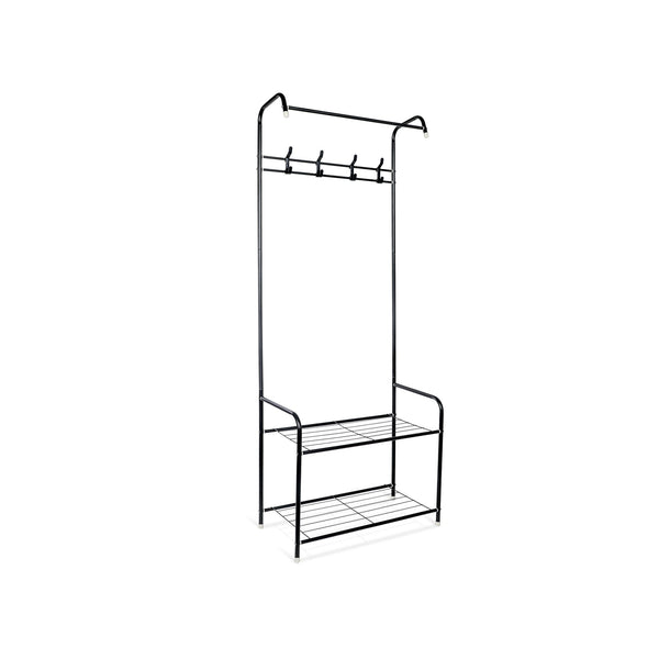 Clothing Garment Rack with Shelves - Black