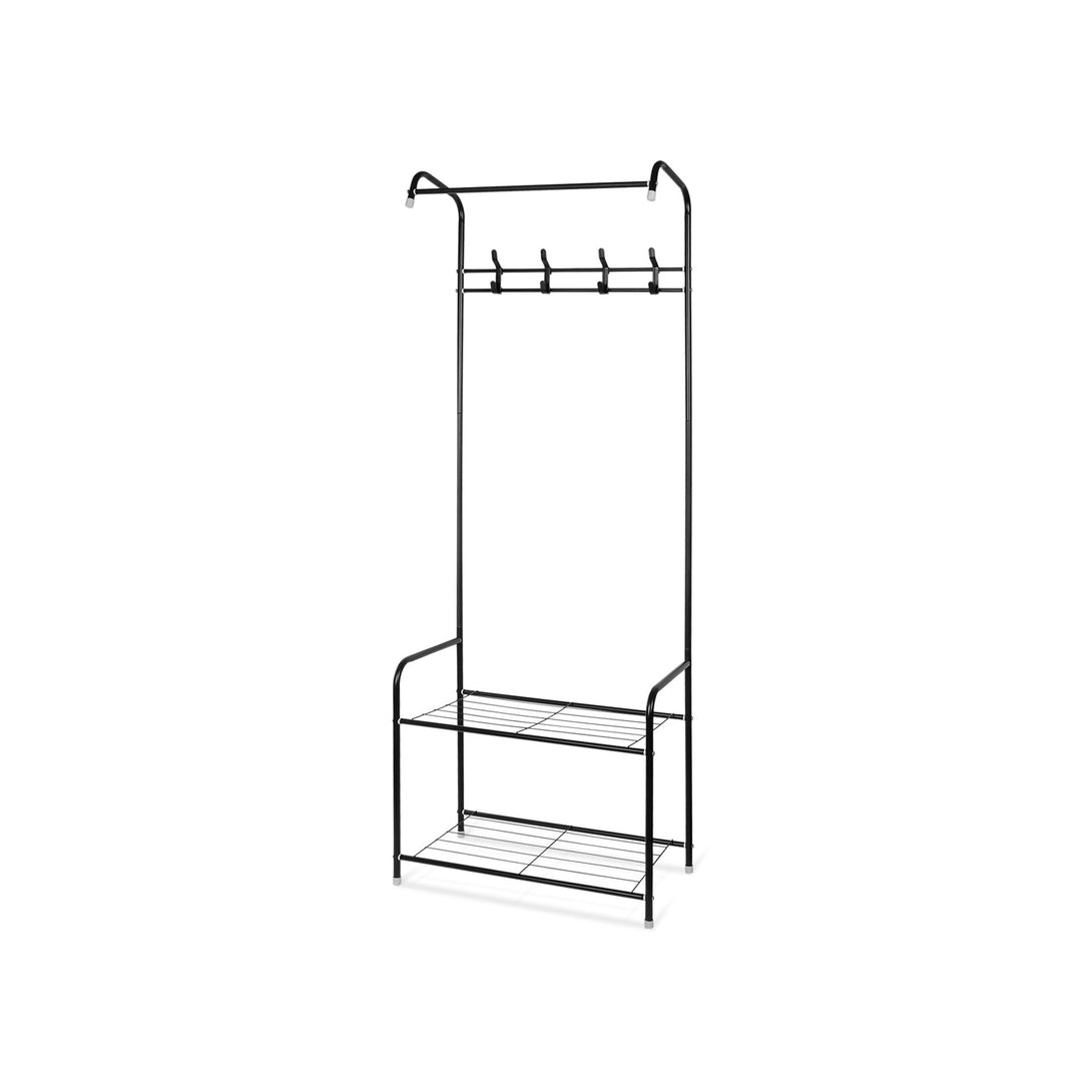 Clothing Garment Rack with Shelves - Black