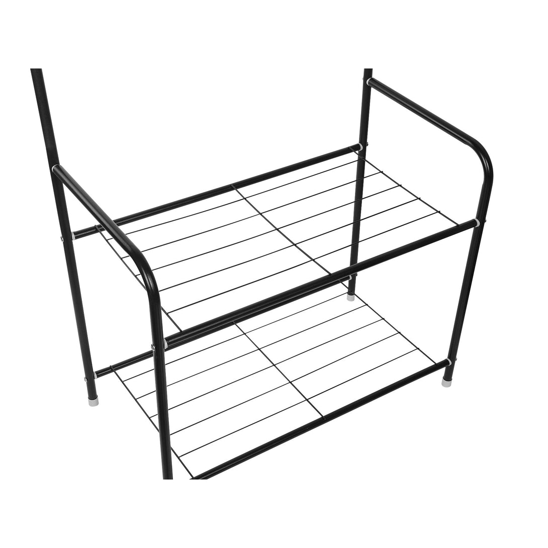 Clothing Garment Rack with Shelves - Black