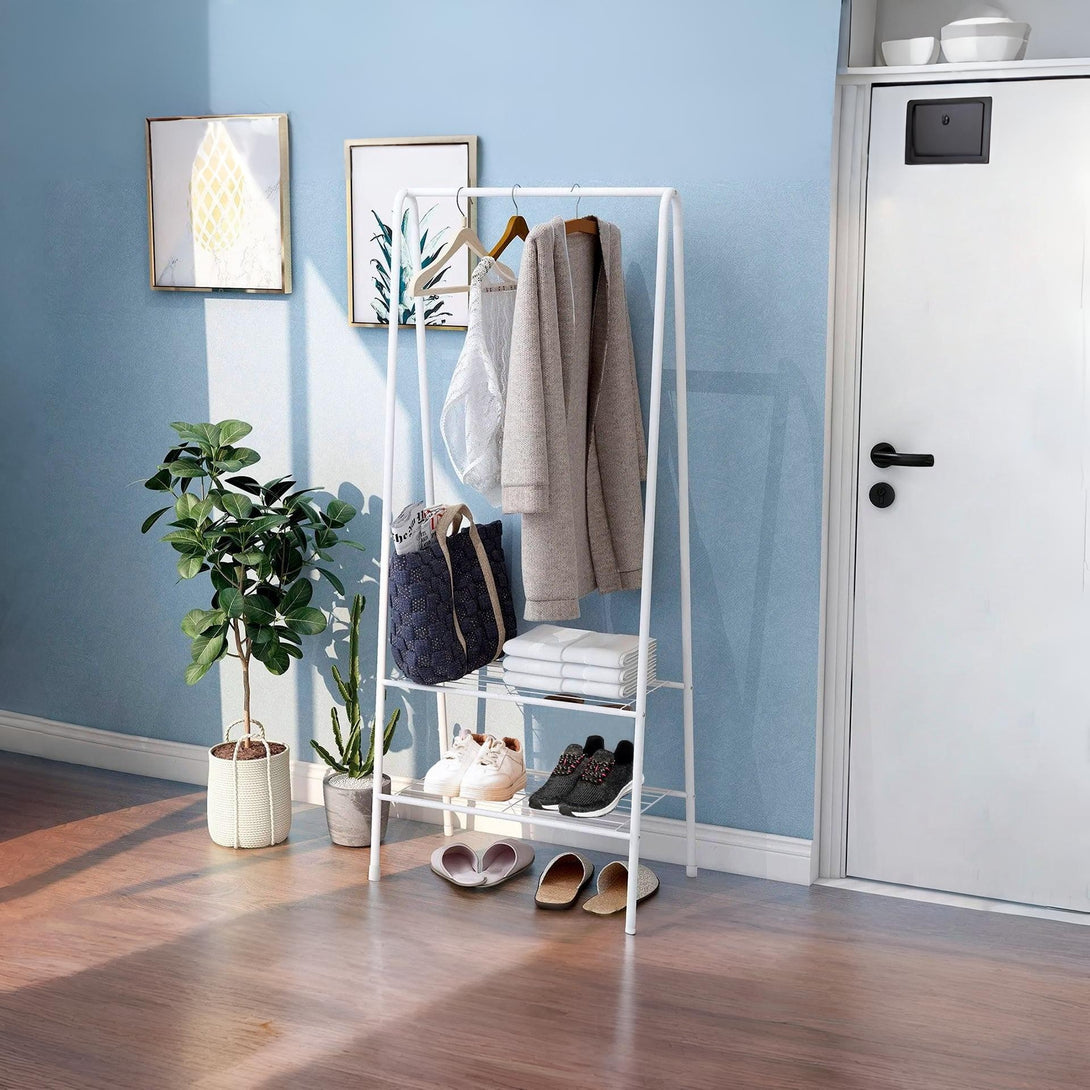 Metal Clothes Rack Stand - White