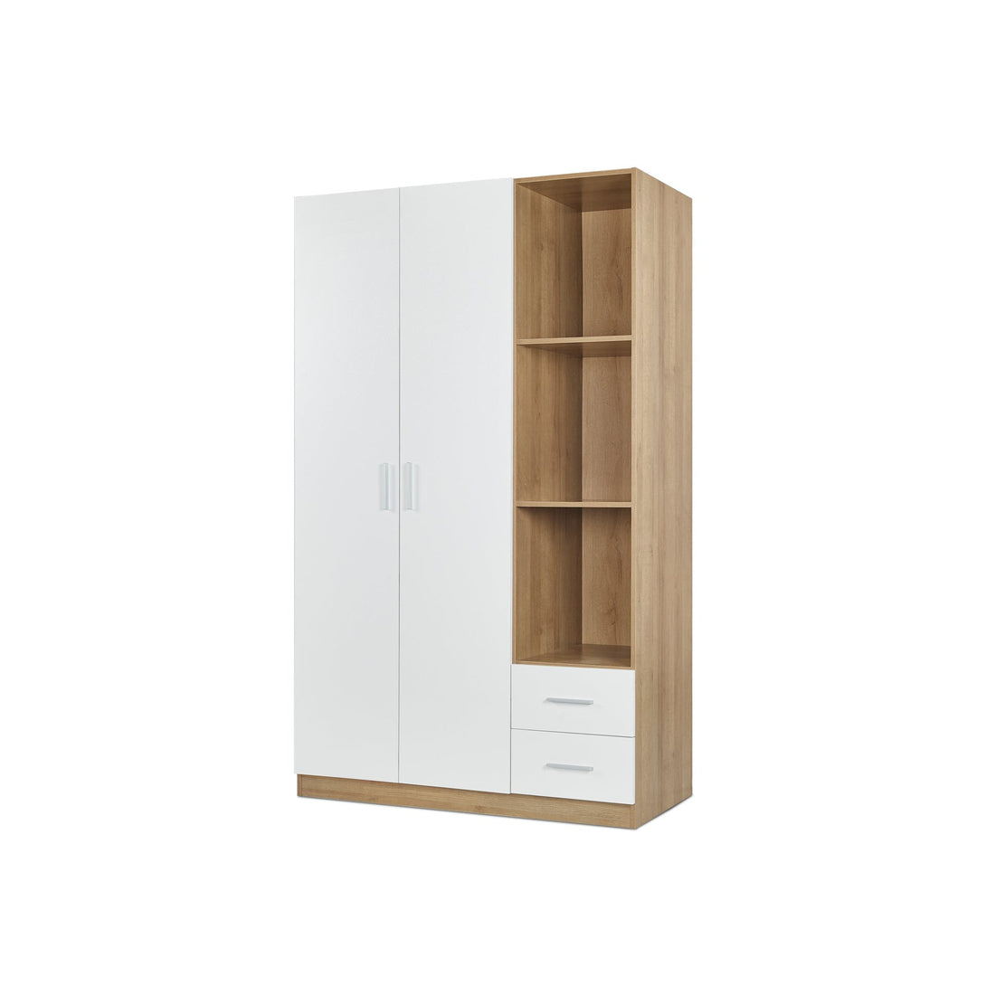 Harris 3 Door Wardrobe with Drawers - Oak + White