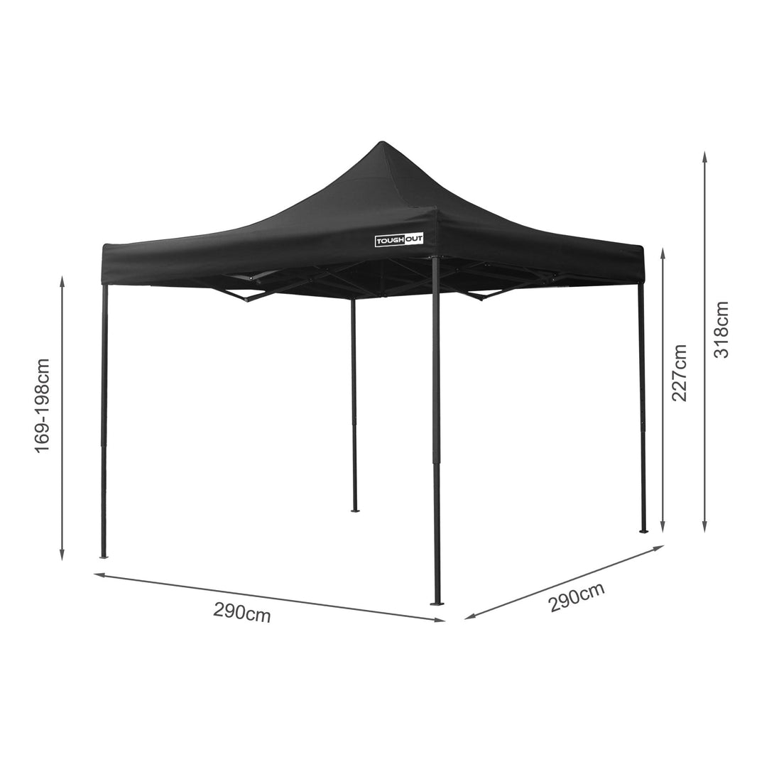 Toughout Breeze Gazebo with 3 Side Walls 3x3m - Black
