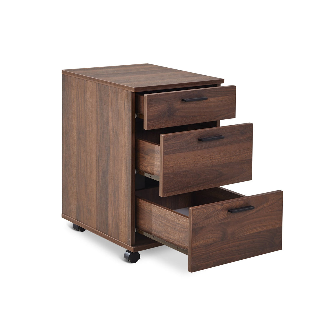 Nakia 3 Drawer Filing Cabinet - Walnut