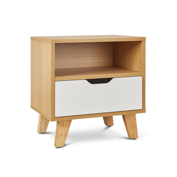 Schertz Wooden Bedside Table - Oak