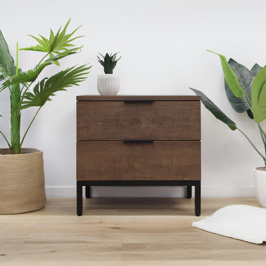 Ocala Wooden Bedside Table - Walnut