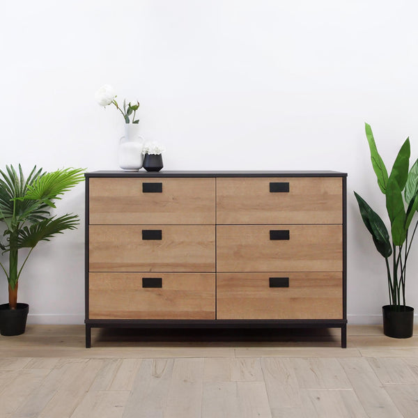 Morris Wooden Low Boy 6 Drawers - Oak