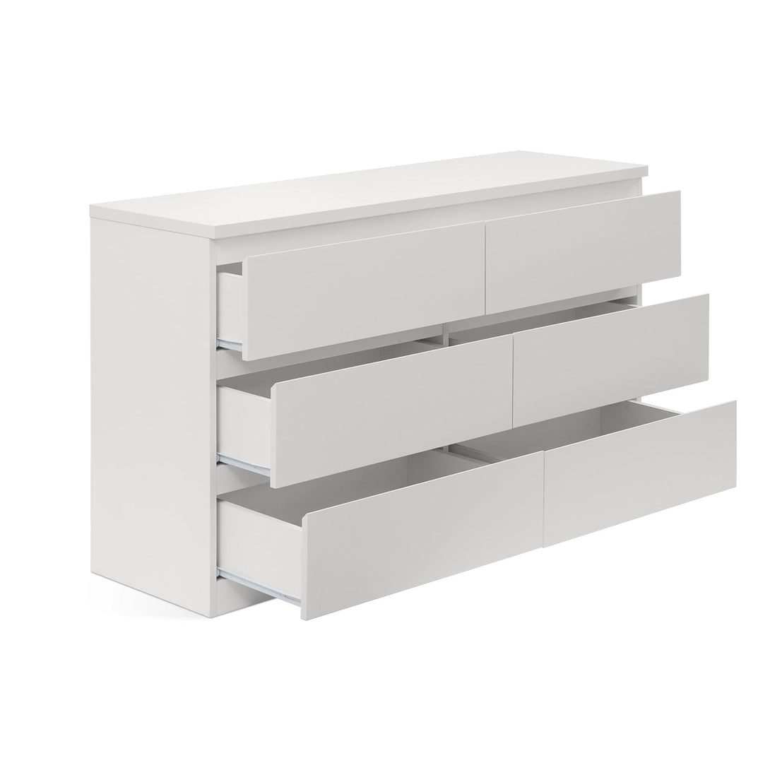 Tongass Wooden Low Boy 6 Drawers - White