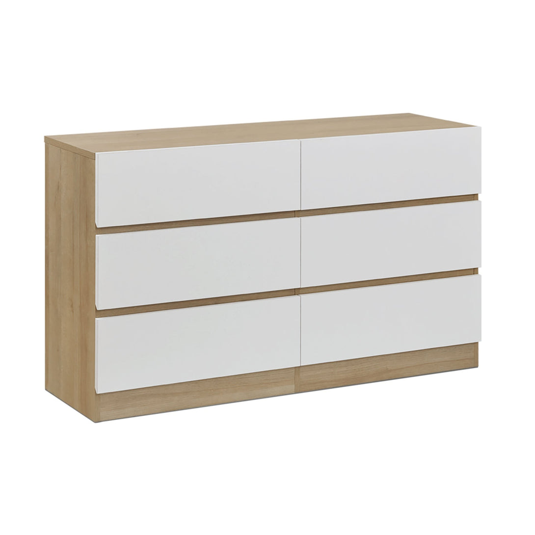 Harris 6 Drawers Low Boy - Oak + White