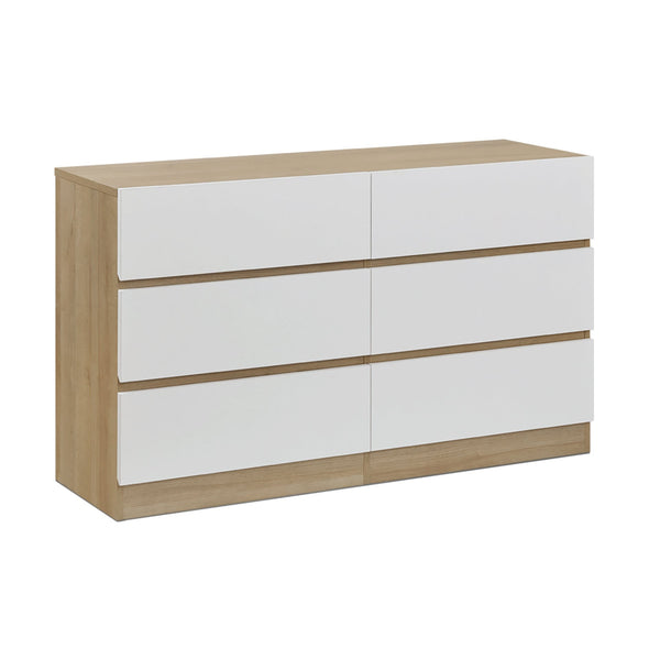 Harris 6 Drawers Low Boy - Oak + White