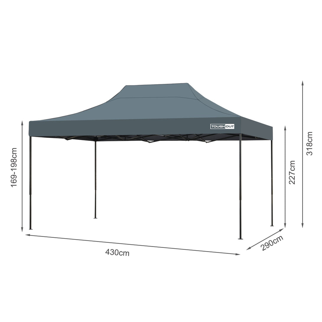 Toughout Breeze Gazebo with 3 Side Walls 3x4.5m - Grey