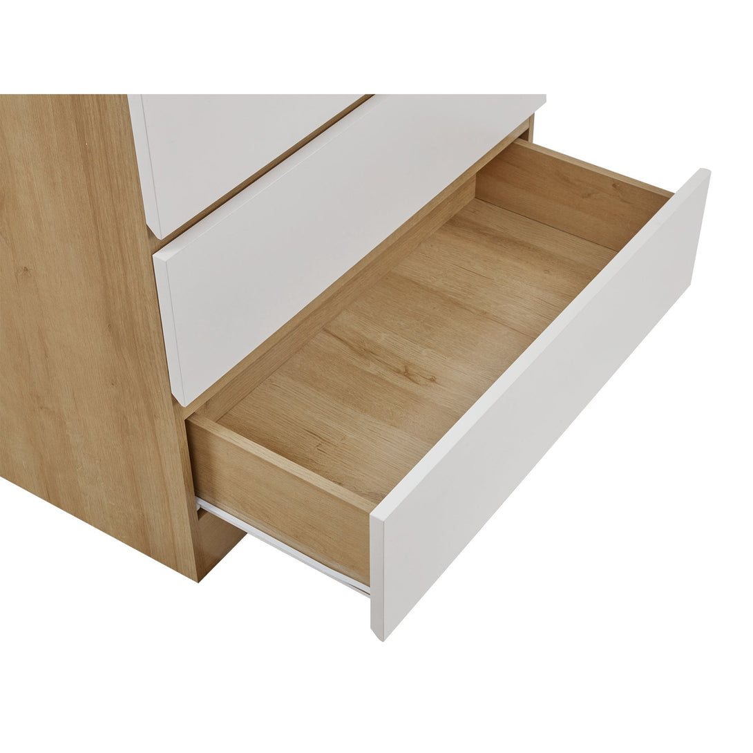 Harris 5 Drawers Tallboy - Oak + White