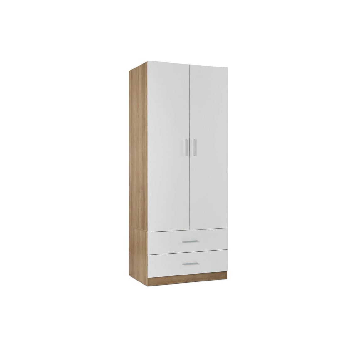 Harris 2 Door Wardrobe with Drawers - Oak + White