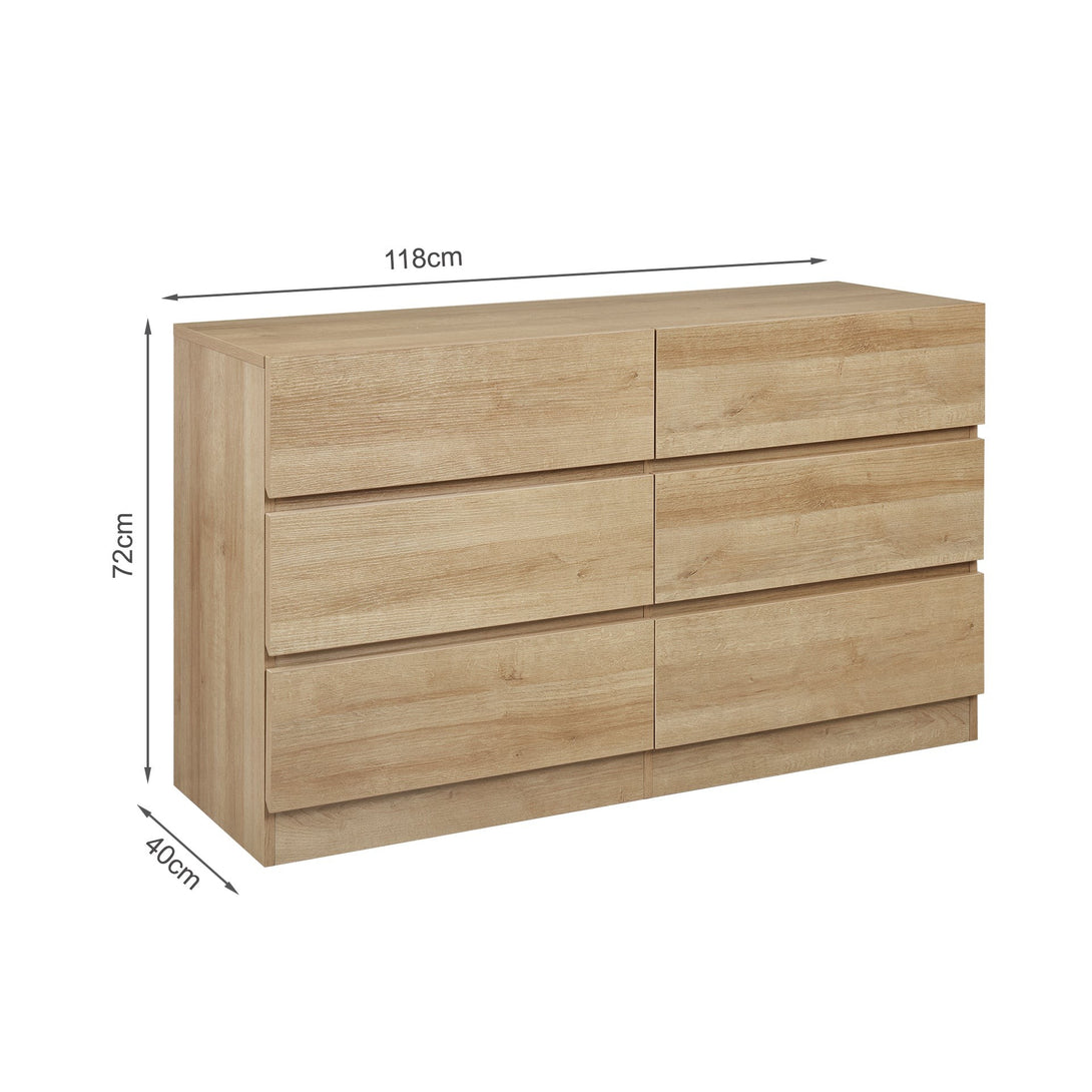Harris 6 Drawers Low Boy - Oak
