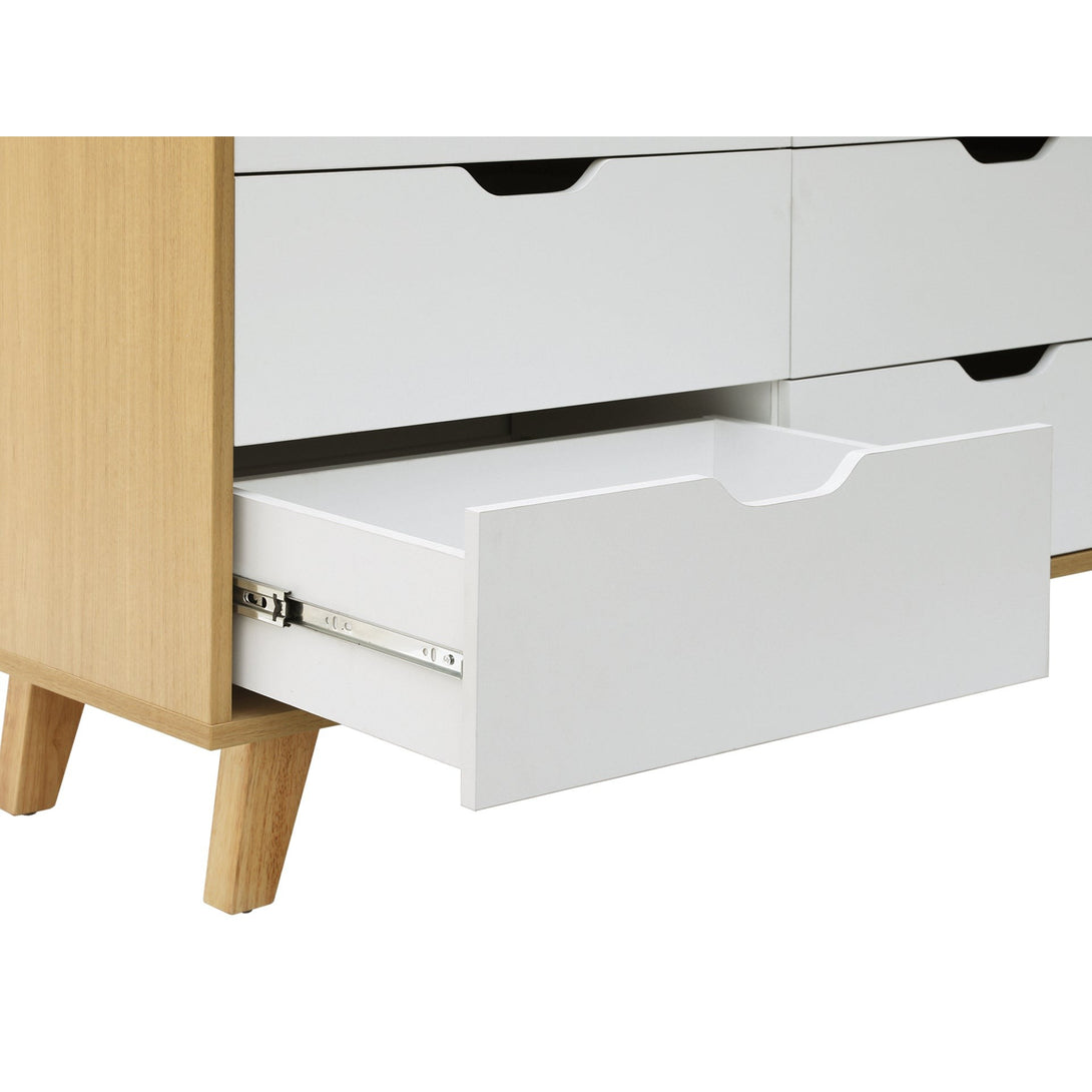 Schertz Wooden Low Boy 6 Drawers - Oak