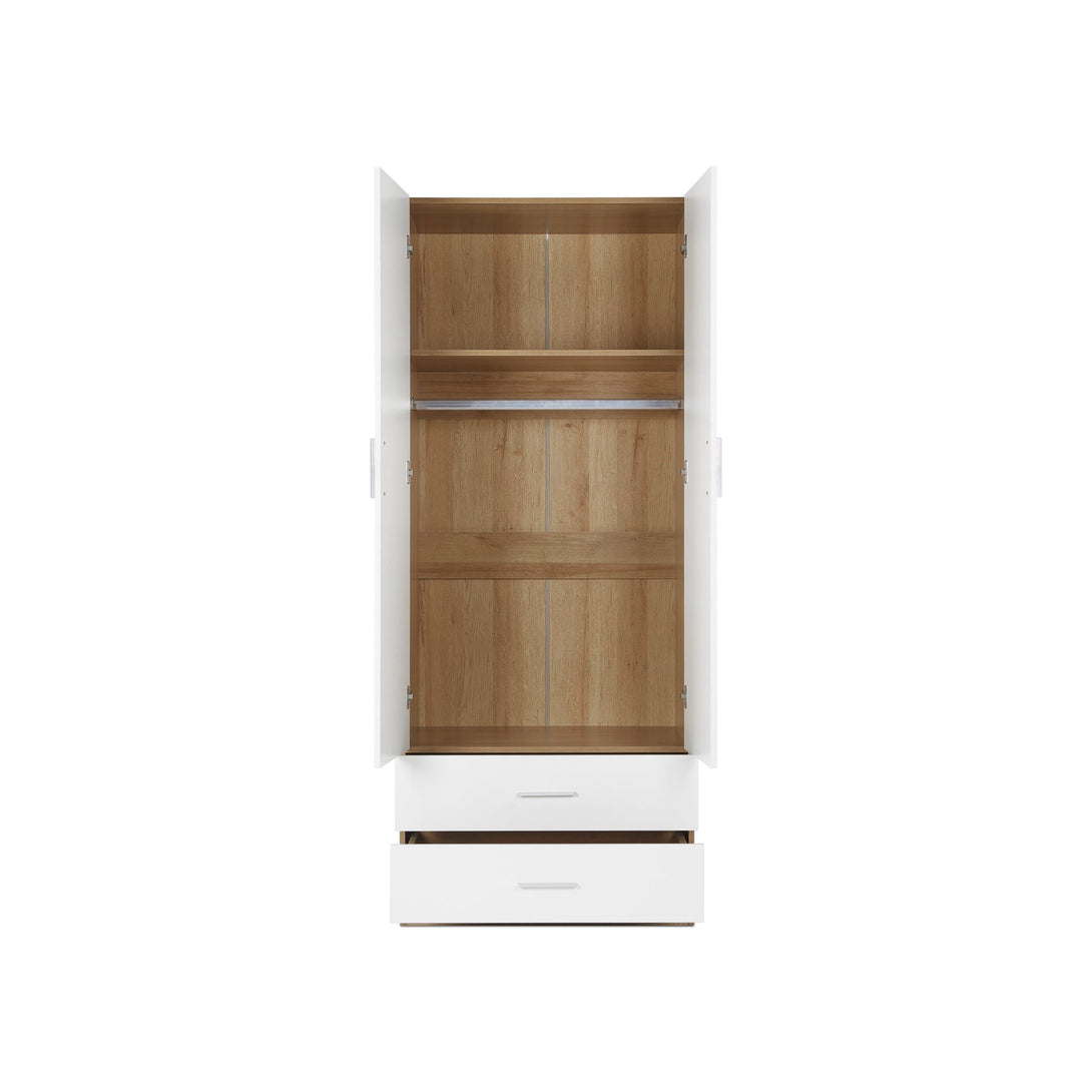 Harris 2 Door Wardrobe with Drawers - Oak + White