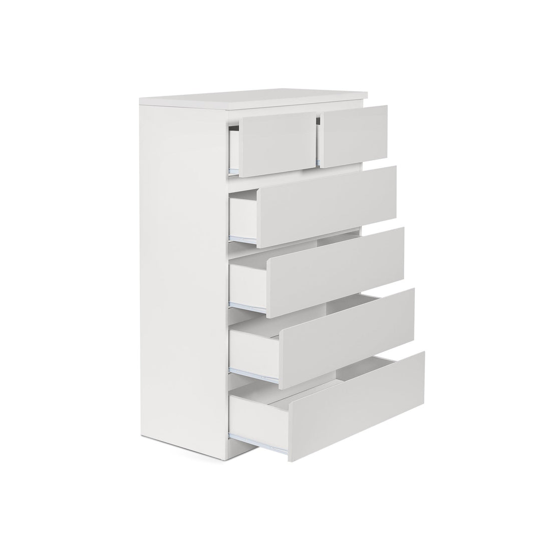 Tongass Wooden Tallboy 6 Drawers - White