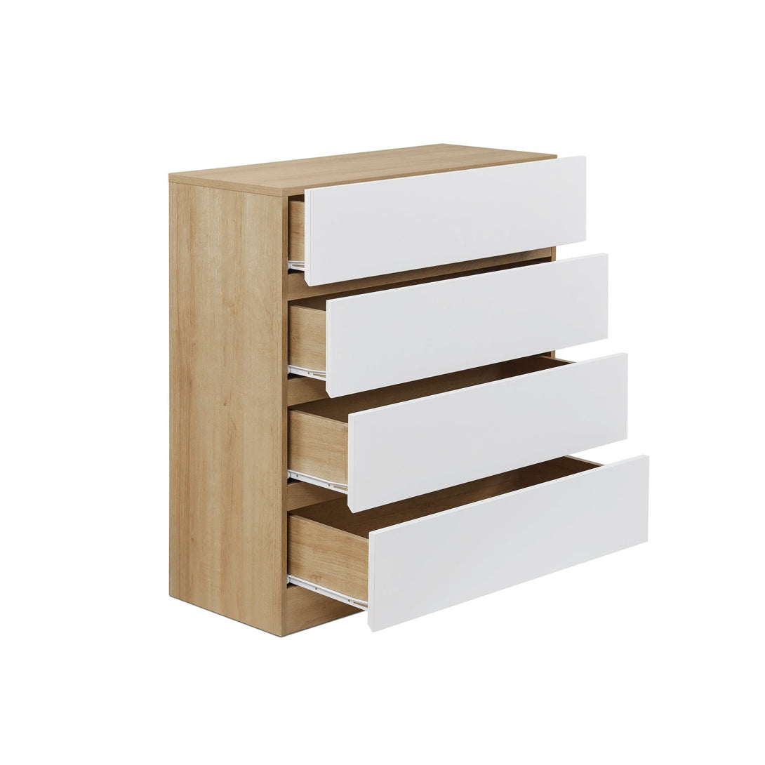Harris 4 Drawers Tallboy - Oak + White